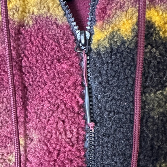 JoyLab Fleece Jacket Hooded Sherpa Zip Up Burgundy Camo Medium - Picture 6 of 11
